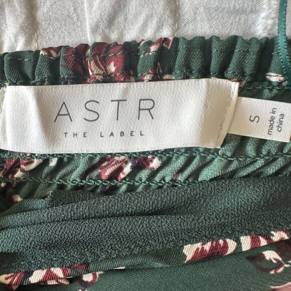 ASTR the Label Green Floral Print Ruched Long Sleeve Midi Dress Keyhole Size S - Picture 6 of 10